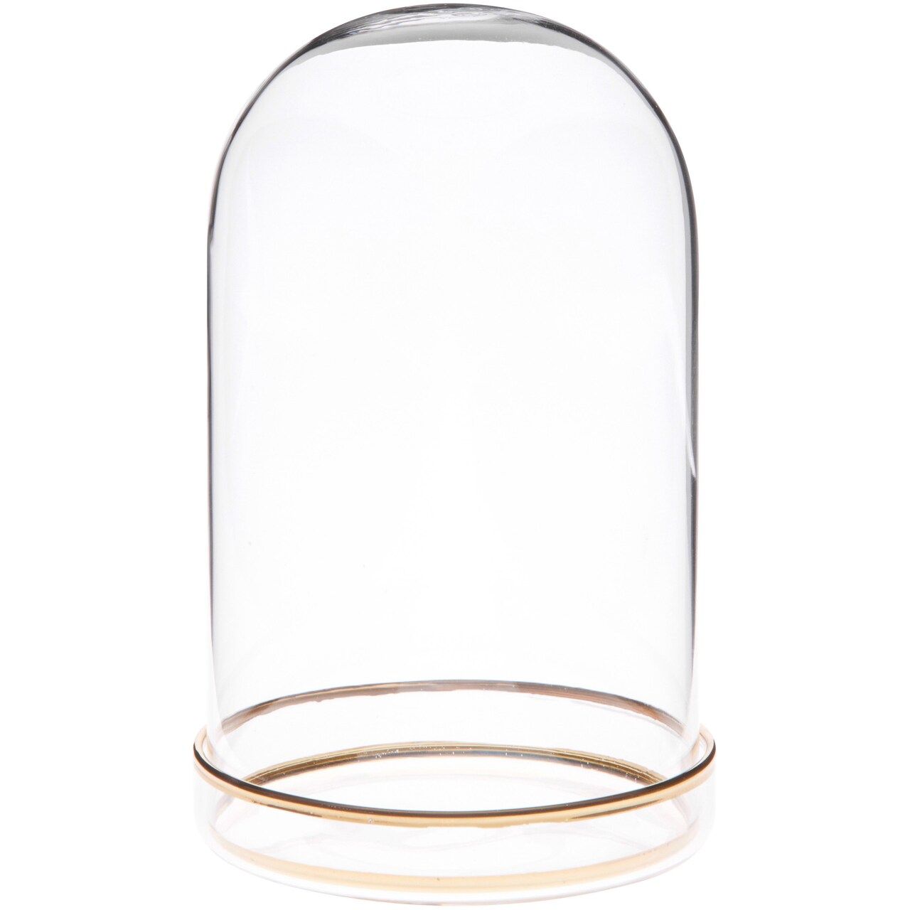 Plymor 3" x 5" Glass Display Dome Cloche with Gold Rim (Gold Rim Glass Tray Base)